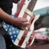 USA FLAG GUITAR with musician holding it