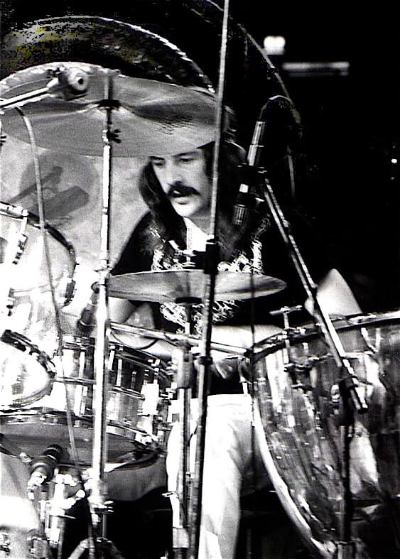 John Bonham, drummer for Led Zeppelin. Playing drums in photo.