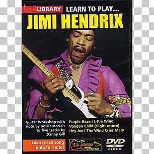 Learn to play JIMI HENDRIX Tab book and DVD. Learn note for note. Jimi Hendrix playing guitar on cover of book.