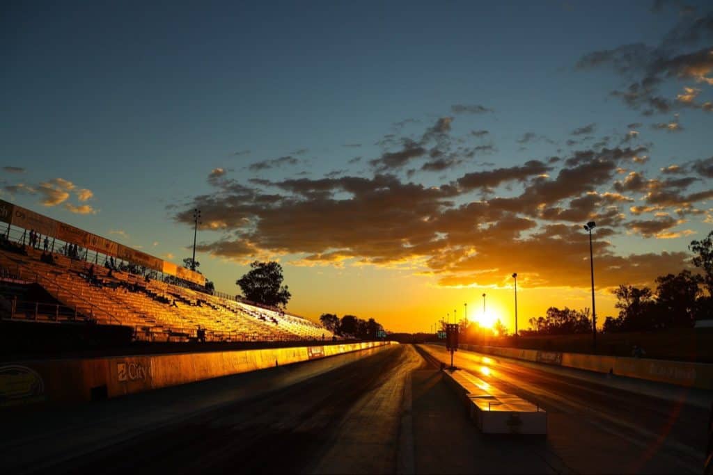 End of the day at the race track. It’s night time.