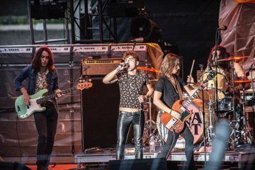 Greta Van Fleet performing on stage in North Dakota. Having fun. Troy Larson photo.