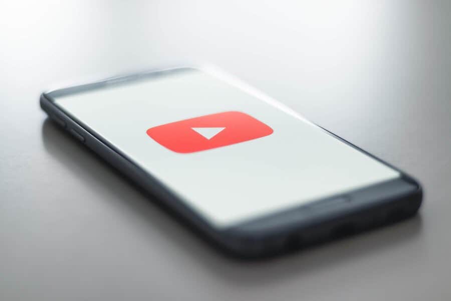 YouTube play button on cellphone.