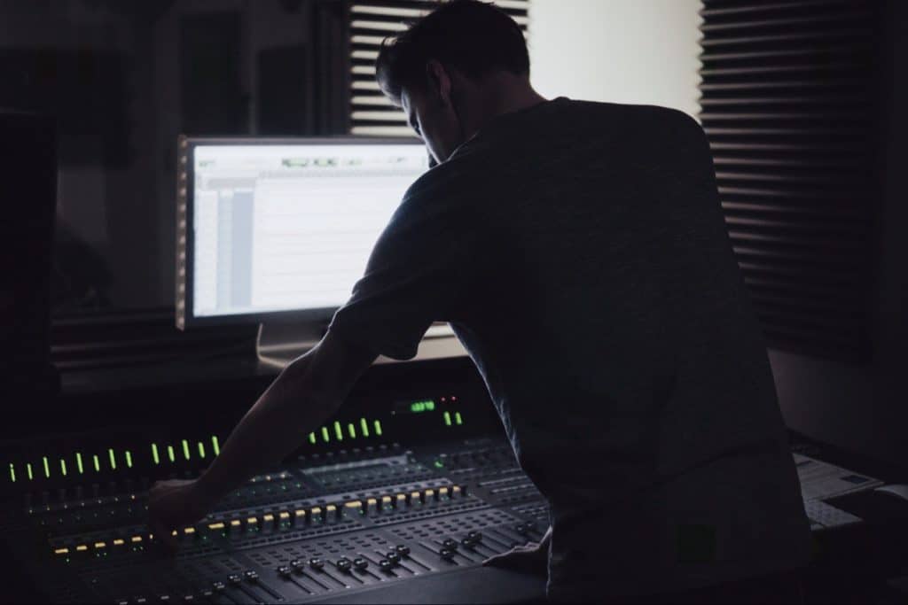 Fun working in the studio. Young man in studio.