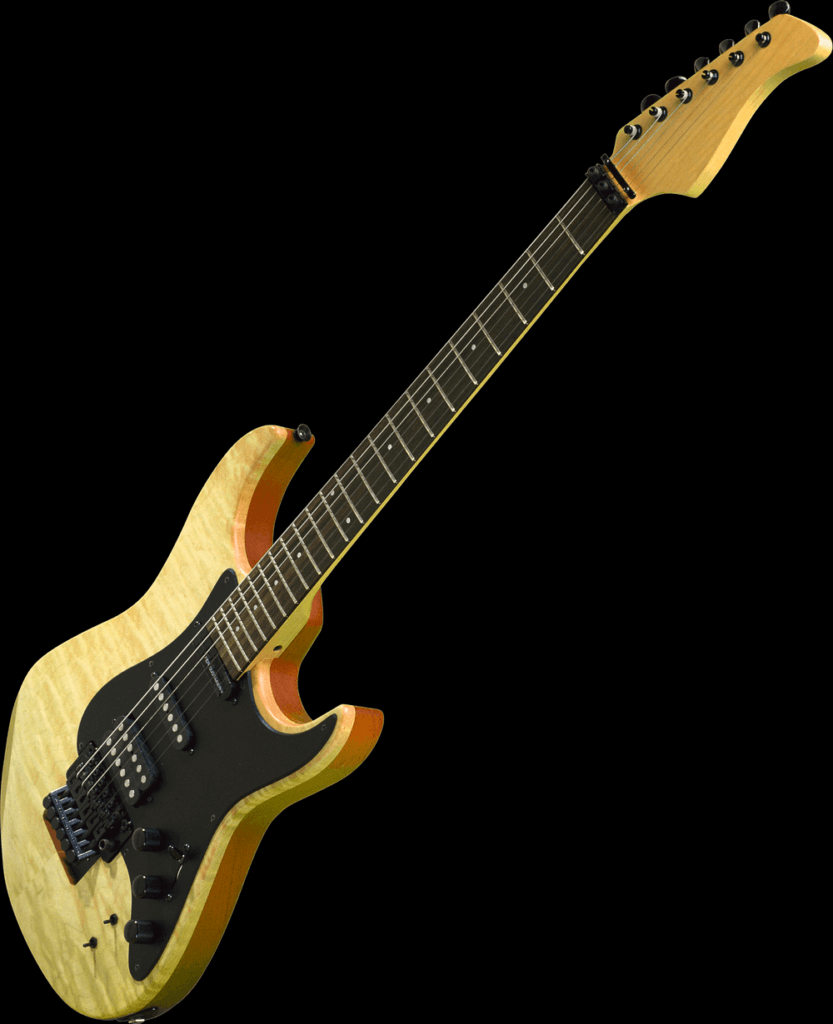 Nice, cool looking, yellow wood, guitar.