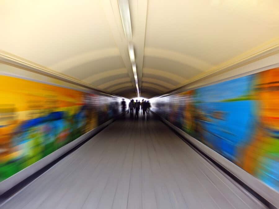 Fast moving hallway illusion.